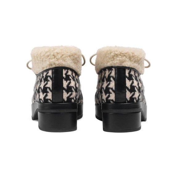 Gucci Houndstooth Lace up Bootie in White NEW IN BOX - Picture 6 of 13